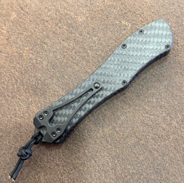 Heretic Knives Custom Hydra V4 OTF Auto T/E Carbon Fiber Handle Vegas Forge Reptilian Blade DLC Hardware