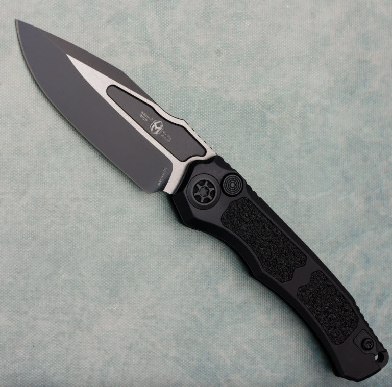 Heretic Knives Wraith V4 Auto Clip Point Black Handle w/ Black Grip Tape Inlays Two-Tone Tactical Blade H000-10A-T
