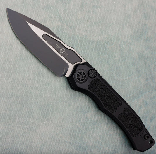Heretic Knives Wraith V4 Auto Clip Point Black Handle w/ Black Grip Tape Inlays Two-Tone Tactical Blade H000-10A-T