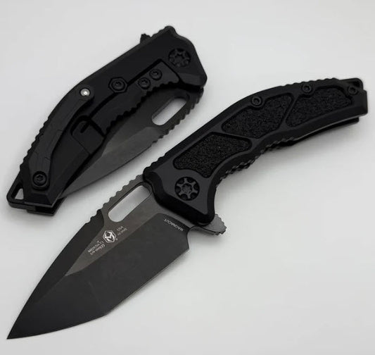 Heretic Knives Medusa Manual Black Aluminum Frame Lock w/ Grip Inlays & DLC MagnaCut H009-6A-T