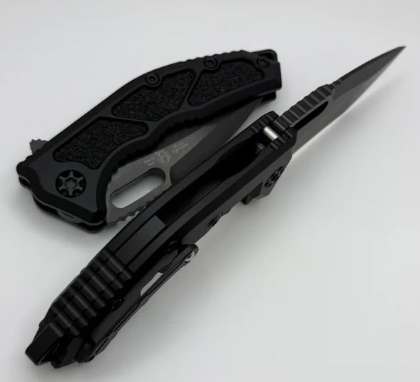 Heretic Knives Medusa Manual Black Aluminum Frame Lock w/ Grip Inlays & DLC MagnaCut Recurve H010-6A-T