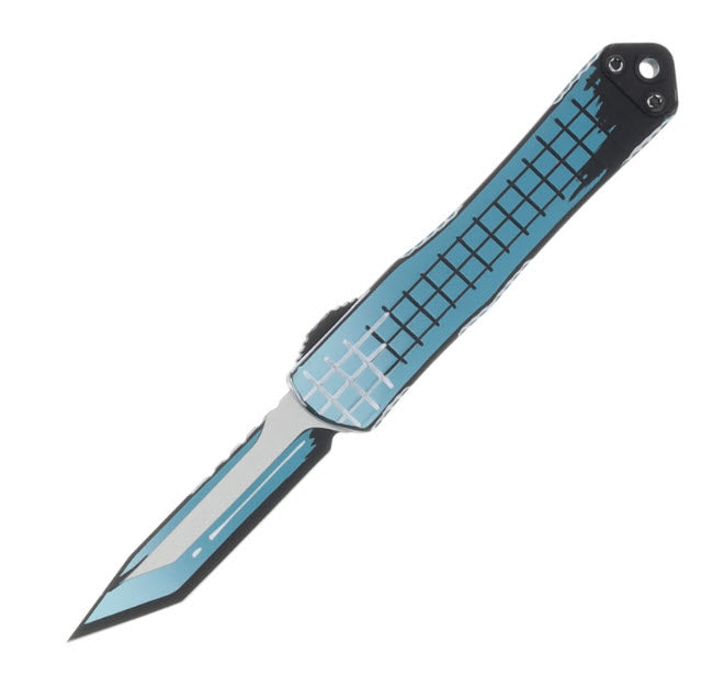 Heretic Manticore S OTF Automatic Knife Grenade Grip Cel-Shaded Turquoise Magnacut Tanto H023F-CS-TQ