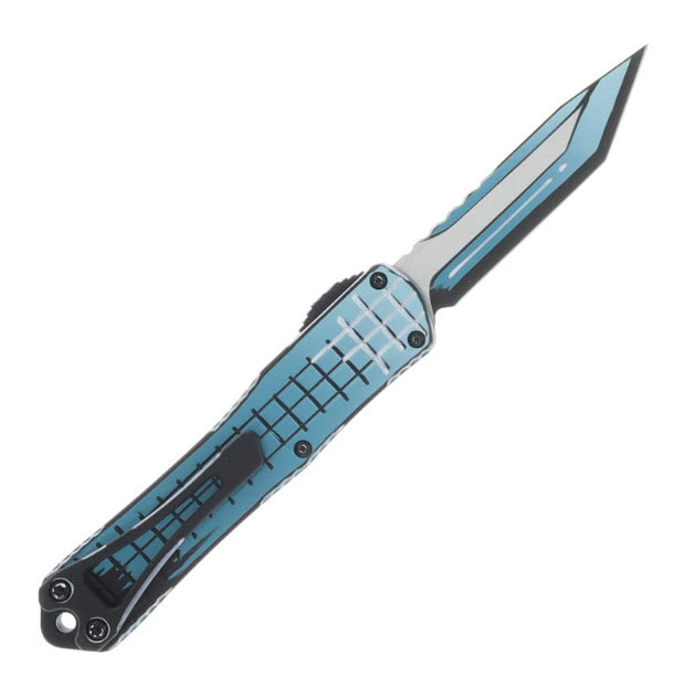 Heretic Manticore S OTF Automatic Knife Grenade Grip Cel-Shaded Turquoise Magnacut Tanto H023F-CS-TQ