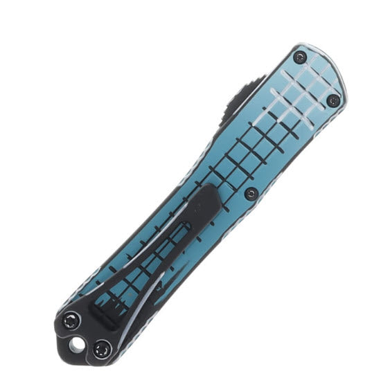 Heretic Manticore S OTF Automatic Knife Grenade Grip Cel-Shaded Turquoise Magnacut Tanto H023F-CS-TQ