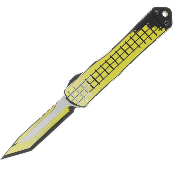 Heretic Manticore S OTF Automatic Knife Grenade Grip Cel-Shaded Yellow Magnacut Tanto H023F-CS-YW