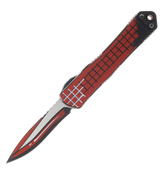 Heretic Manticore S OTF Automatic Knife Red Cel-Shade Recurve Magnacut/Grenade Grip H025F-CS-RD