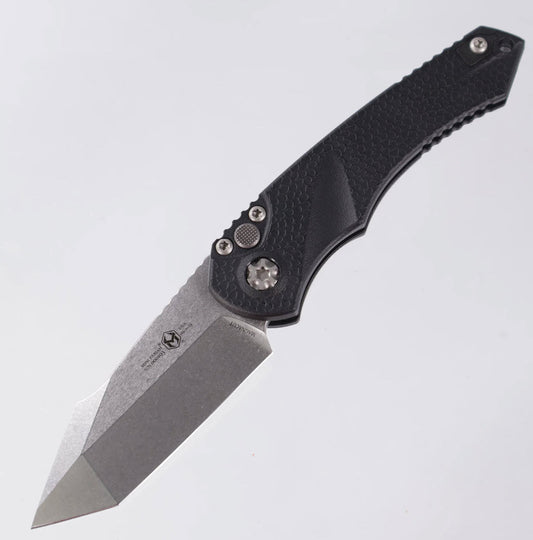 Heretic Mini Pariah Auto - Tanto Stonewash Magnacut - Black Polymer - H055-2A