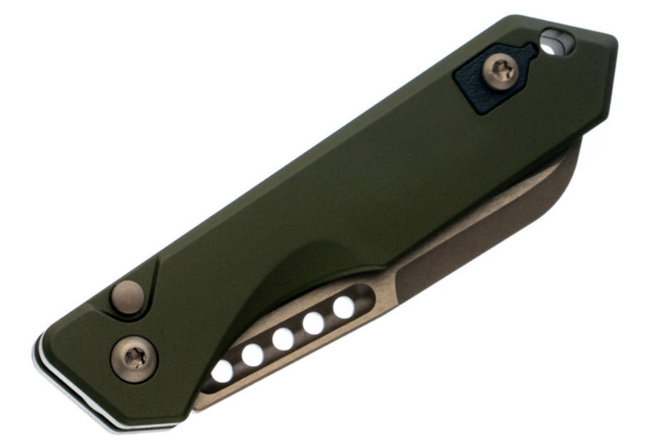 Heretic Jinn Auto - Wharncliffe Bronze MagnaCut Blade - OD Green Aluminum Chassis