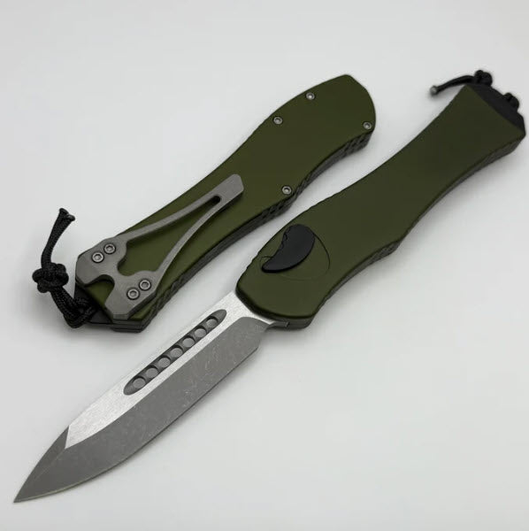 Heretic Hydra V4 w/ OD Green Aluminum Handle & Battleworn S/E H407-5A-GRN