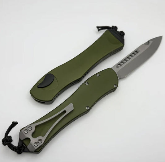 Heretic Hydra V4 w/ OD Green Aluminum Handle & Battleworn S/E H407-5A-GRN