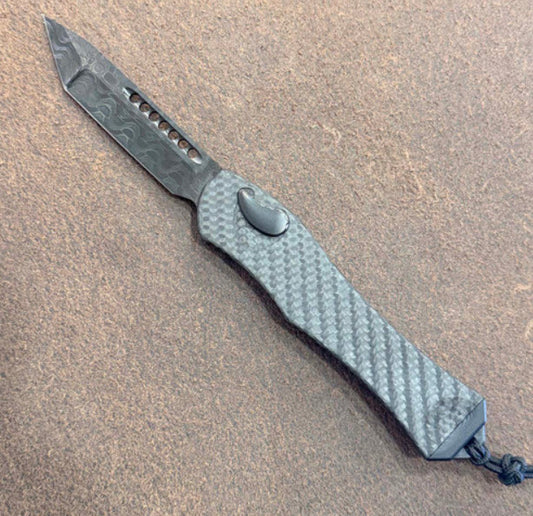 Heretic Knives Custom Hydra V4 OTF Auto T/E Carbon Fiber Handle Vegas Forge Reptilian Blade DLC Hardware