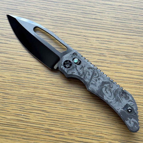 Heretic Koschei hand ground DLC M390 abalone button inlay marbled carbon fiber chasis DLC hardware (S2A-01-0000004H)