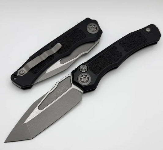 Heretic Knives Wraith Auto V4 w/ Black Handle & Battleworn Tanto MagnaCut Blade H100-5A